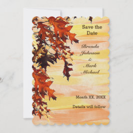 Herbstbelässt Farbrauschen Save the Date flache Ka