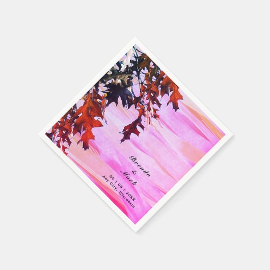 Herbstbelaves Orange Pink Swirl Hochzeit Napkins Serviette (Ecke)