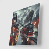 Herbstbergbahn Quadratische Wanduhr (Winkel)