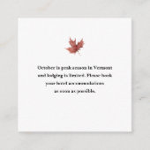 Herbstbergshotel Hochzeit Unterkunft Begleitkarte (Vorderseite)