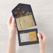 Herbstbibliothek Buch All in one Wedite Einladung (Abreißen)