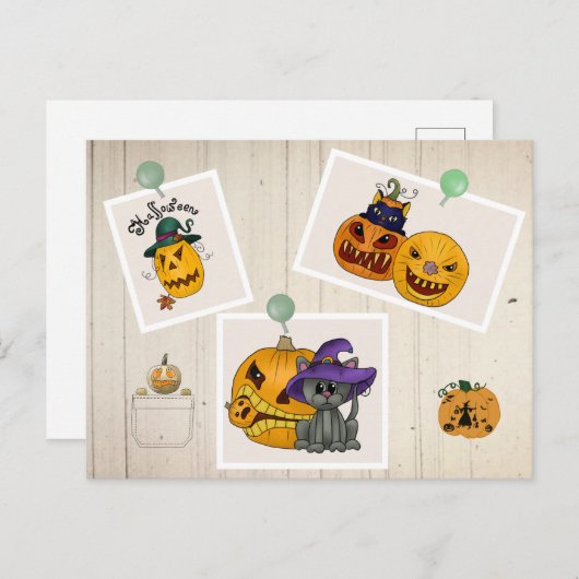 Herbstbild Hallween Postkarte (Vorne/Hinten)