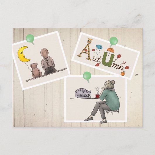 Herbstbild Kuschelzeit Postkarte (Vorderseite)