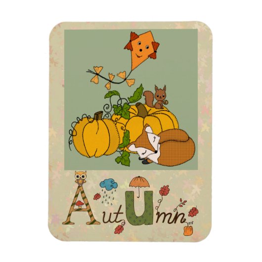 Herbstbild mit Fuchs Magnet (Vertikal)