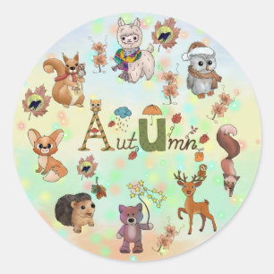 Herbstbild runder aufkleber