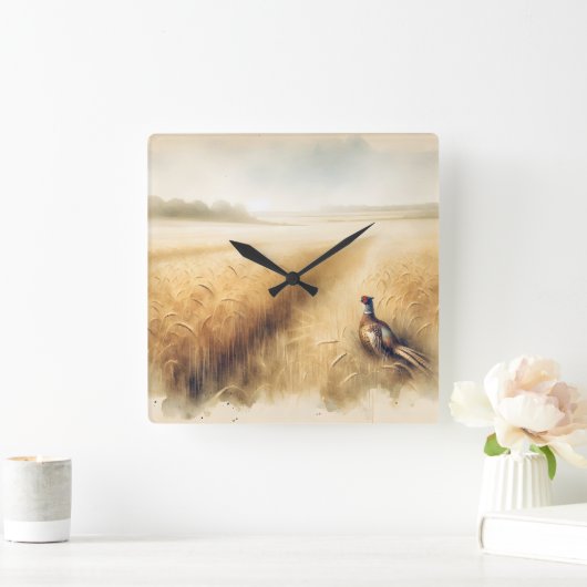 Herbstbläschen im Weizenfeld Quadratische Wanduhr (Zuhause)