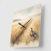 Herbstbläschen im Weizenfeld Quadratische Wanduhr (Winkel)