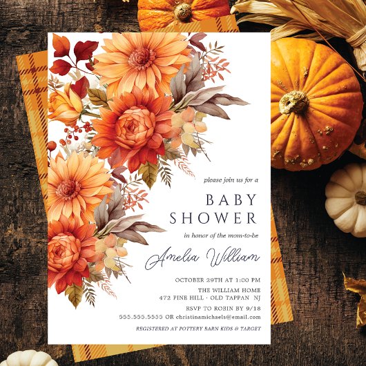 Herbstblase Floral Baby Shower Einladung