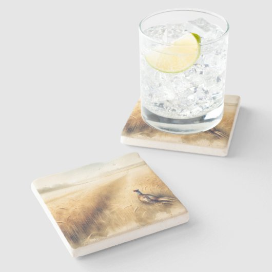 Herbstbläser im Weizen Steinuntersetzer (Seitenansicht)