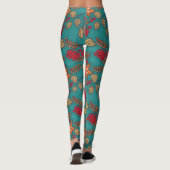 Herbstblatt Aquamarin Leggings (Rückseite)