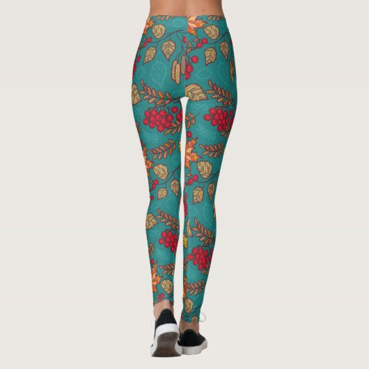 Herbstblatt Aquamarin Leggings (Rückseite)