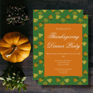 Herbstblatt-Aquarell Thanksgiving-Dinnerparty Einladung