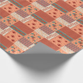 Herbstblatt-Eicheln-Patchwork-Muster-Kunst Geschenkpapier (Ecke)
