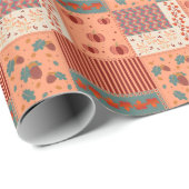 Herbstblatt-Eicheln-Patchwork-Muster-Kunst Geschenkpapier (Rolleneckpunkt)