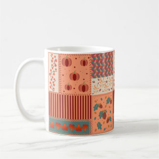 Herbstblatt-Eicheln-Patchwork-Muster-Kunst Kaffeetasse