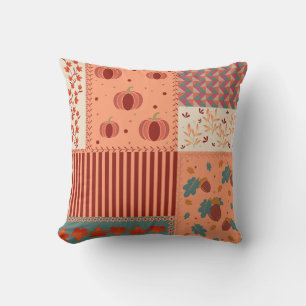 Herbstblatt-Eicheln-Patchwork-Muster-Kunst Kissen