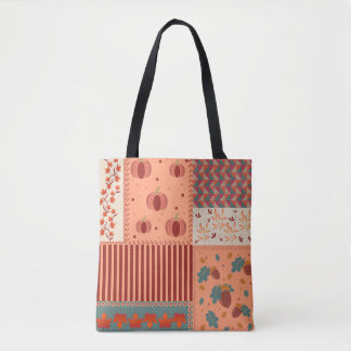 Herbstblatt-Eicheln-Patchwork-Muster-Kunst Tasche