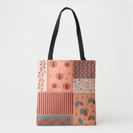 Herbstblatt-Eicheln-Patchwork-Muster-Kunst Tasche (Vorderseite)