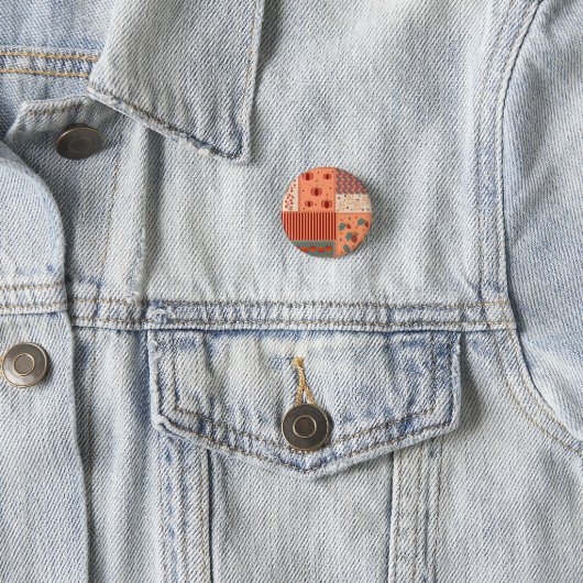 Herbstblatt-Eichen-Patchwork-Muster Kunst Button (Beispiel)