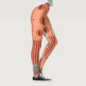 Herbstblatt-Eichen-Patchwork-Muster-Kunst Leggings (Rechts)