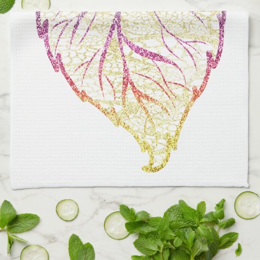 Herbstblatt elegant niedlich pastellrosa aquamarin geschirrtuch (Gefaltet)