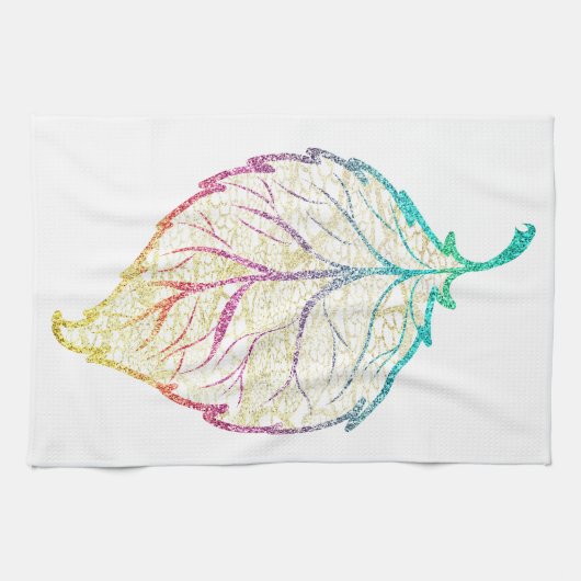 Herbstblatt elegant niedlich pastellrosa aquamarin geschirrtuch (Horizontal)