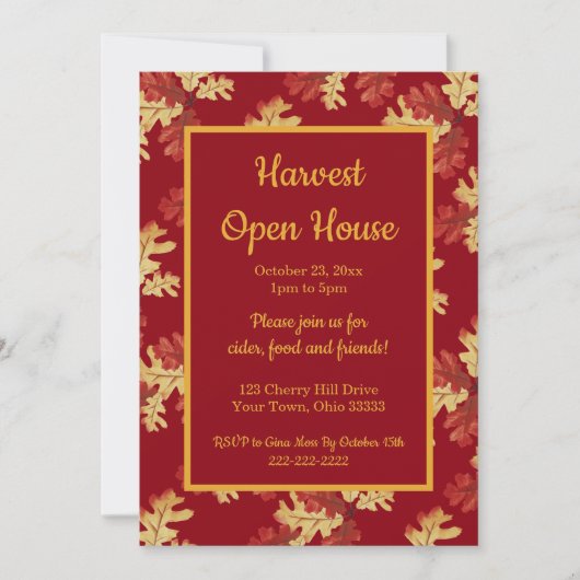 Herbstblatt Ernte Open House Einladung (Vorderseite)
