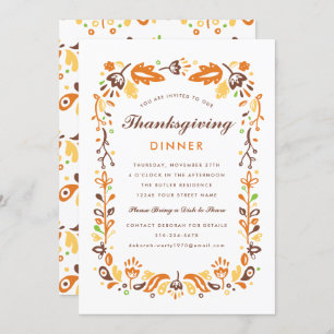 Herbstblatt Erntedank Abendessen Einladung