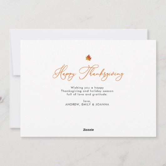 Herbstblatt-Erntedank Feiertagskarte (Rückseite)