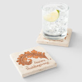 Herbstblatt Erntedank Steinuntersetzer (Seitenansicht)