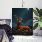 Herbstblatt Hirsch Schlaft unter Sternen Poster 