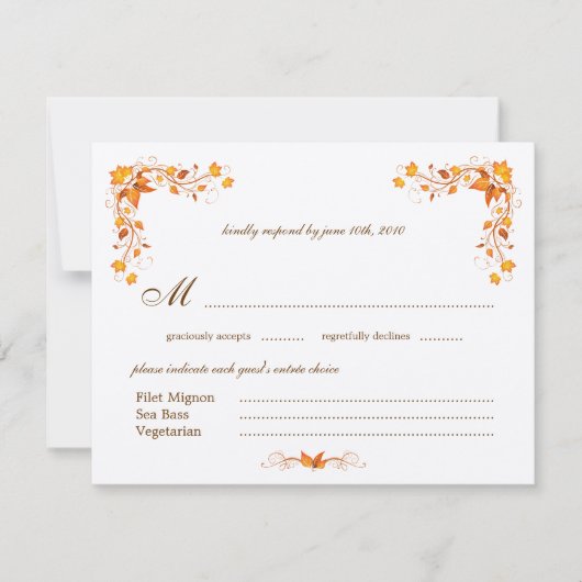Herbstblatt Hochzeitkarte RSVP mit Umschlag (Vorderseite)