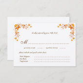 Herbstblatt Hochzeitkarte RSVP mit Umschlag (Vorne/Hinten)