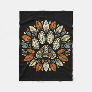 Herbstblatt-Hundepfotenabdruck Herbst-Ahornblatt-D Fleecedecke