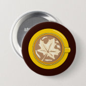Herbstblatt Kaffee Latte Button (Vorne & Hinten)