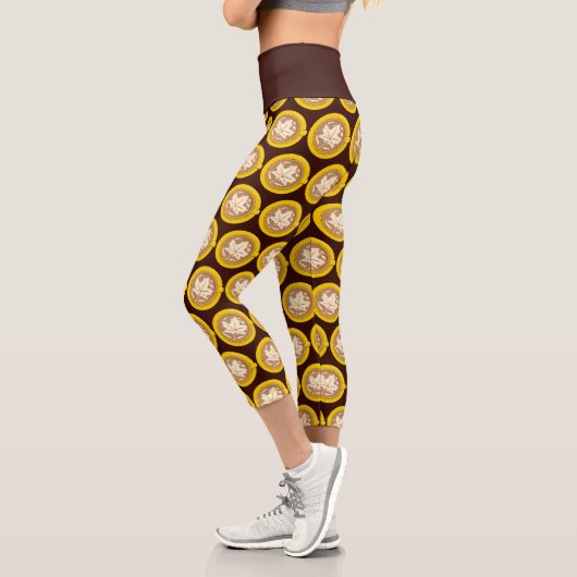 Herbstblatt Kaffee Latte Capri Leggings (Links)