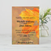 Herbstblatt mit Einladung zur Herbsthochzeit (Stehend Vorderseite)