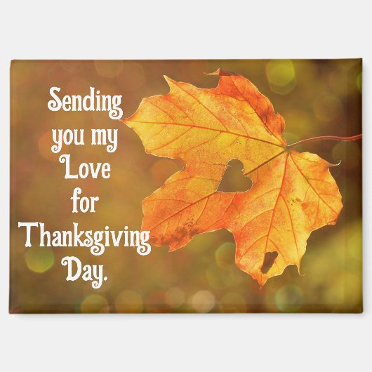 Herbstblatt mit Herz Thanksgiving Magnet (Vorderseite)