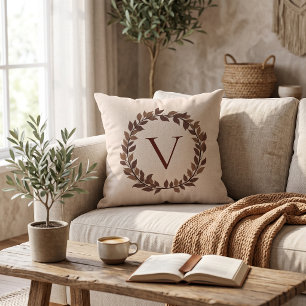 Herbstblatt-Monogramm Initiale Herbstdesign Kissen