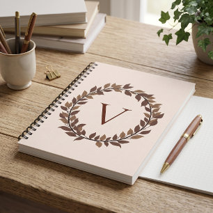 Herbstblatt-Monogramm Initiale Herbstdesign Notizblock