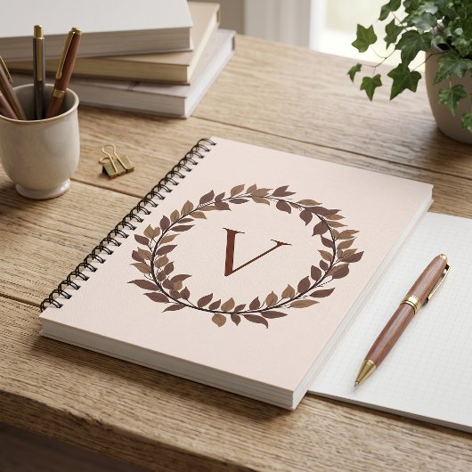 Herbstblatt-Monogramm Initiale Herbstdesign Notizblock
