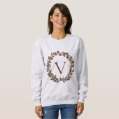 Herbstblatt-Monogramm Initiale Herbstdesign Sweatshirt (Vorne ganz)