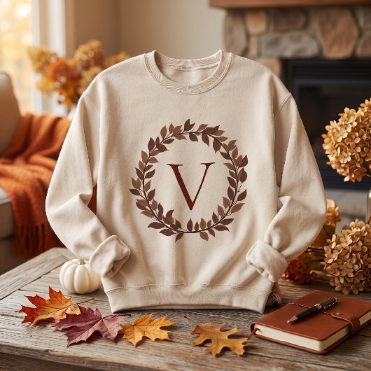 Herbstblatt-Monogramm Initiale Herbstdesign Sweatshirt