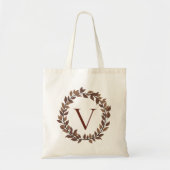 Herbstblatt-Monogramm Initiale Herbstdesign Tragetasche (Vorne)