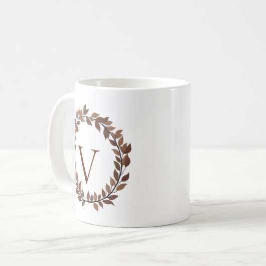 Herbstblatt-Monogramm-Initialname Herbstdesign Kaffeetasse (Vorderseite Links)