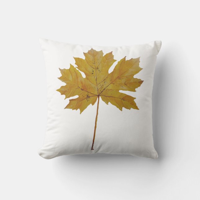 Herbstblatt orange braun Wasserfarbe. Kissen (Vorderseite)