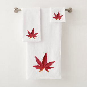 Herbstblatt Rot Badhandtuch Set