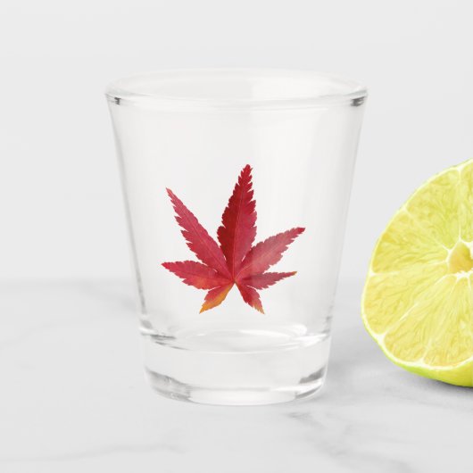 Herbstblatt Rot Schnapsglas (Vorderseite)