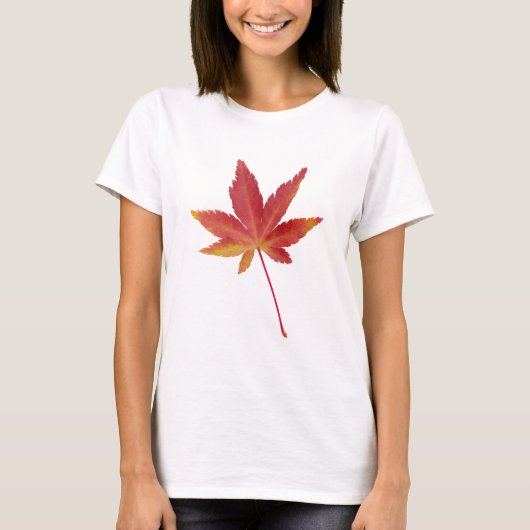 Herbstblatt Roter Single T-Shirt (Vorderseite)
