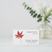 Herbstblatt Roter Single Visitenkarte (Stehend Vorderseite)